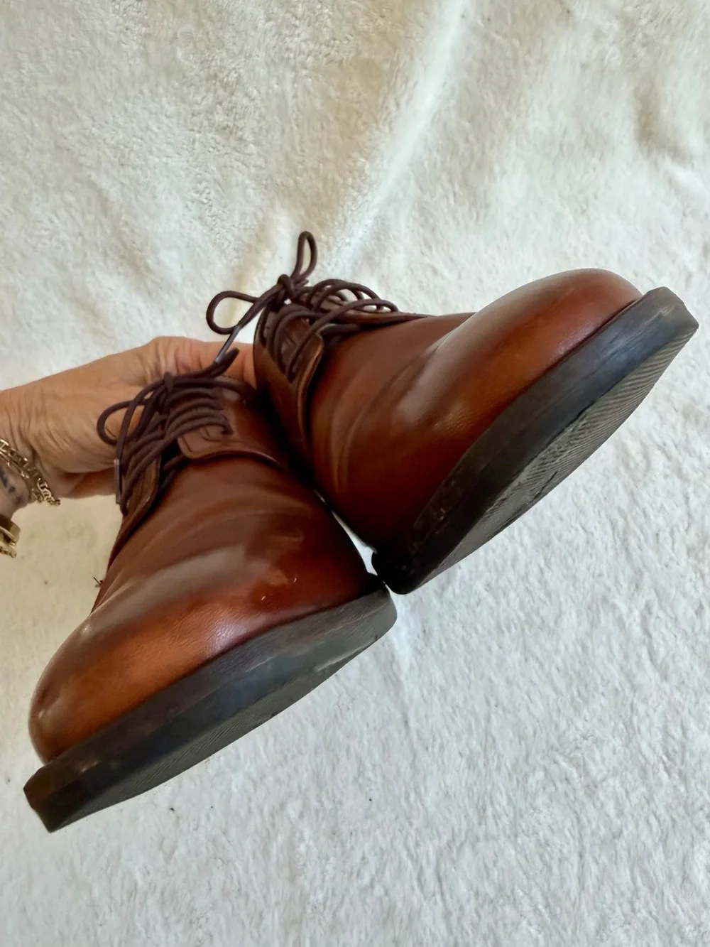 Johnston & Murphy Cap Toe Oxford Leather Shoes Cognac Size 11 Derby EUC